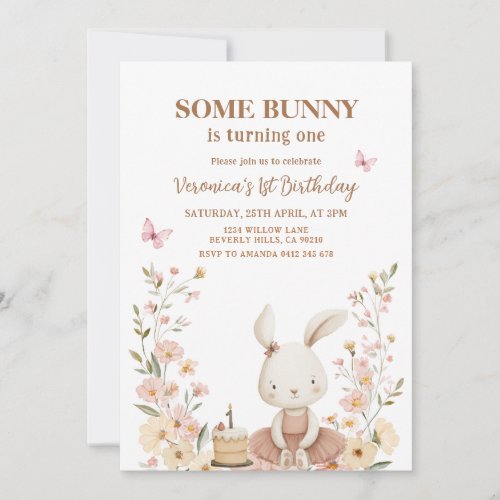 Spring Cute Bunny Rabbit 1st Birthday 