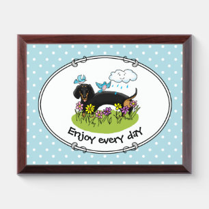 Spring Dachshund (black and tan) Cute dog Award Plaque