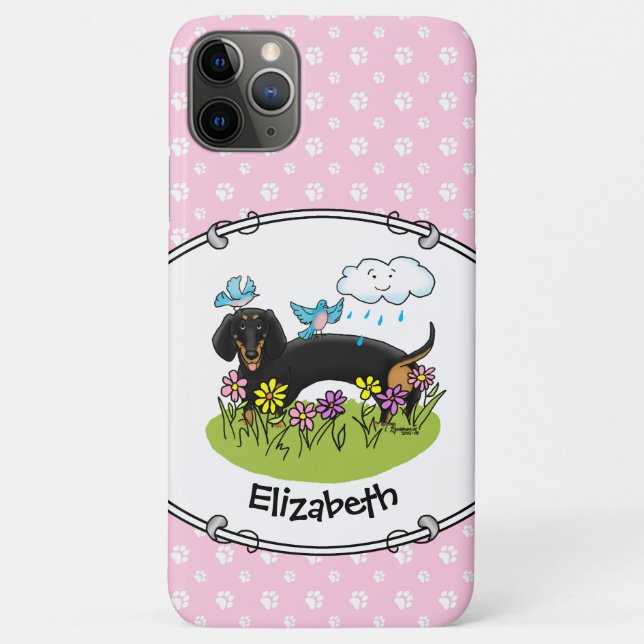 Spring Dachshund (black and tan) Cute dog Case-Mate iPhone Case (Back)