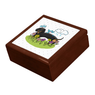 Spring Dachshund Dog Dachsie (black and tan) Cute Gift Box