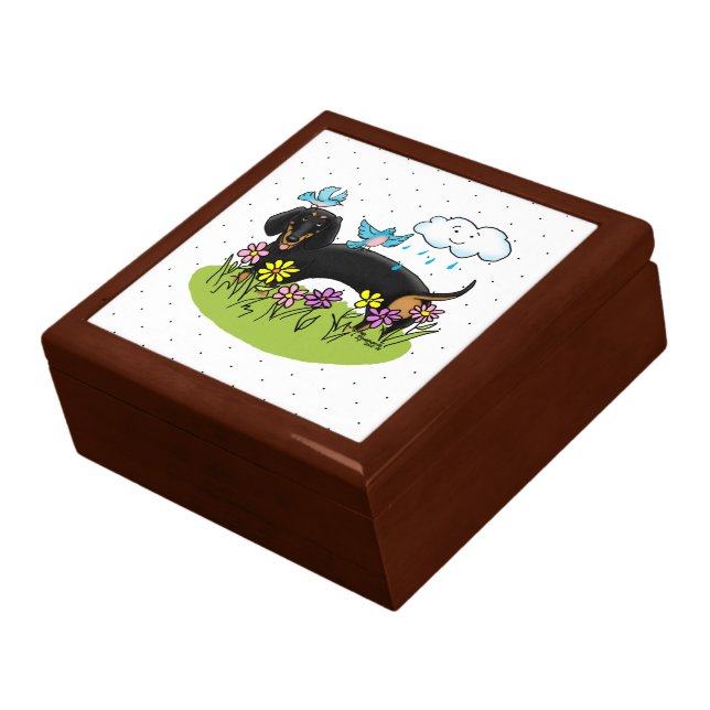 Spring Dachshund Dog Dachsie (black and tan) Cute Gift Box (Side)