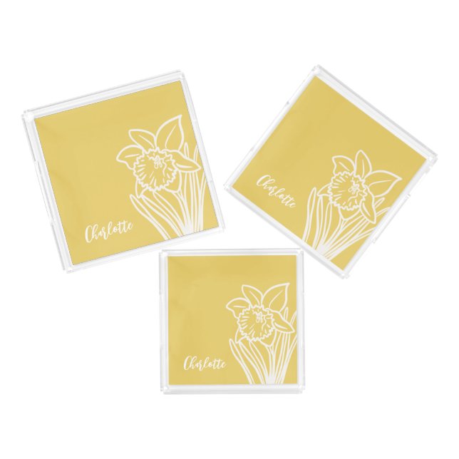 Spring Daffodil  Acrylic Tray (Set)