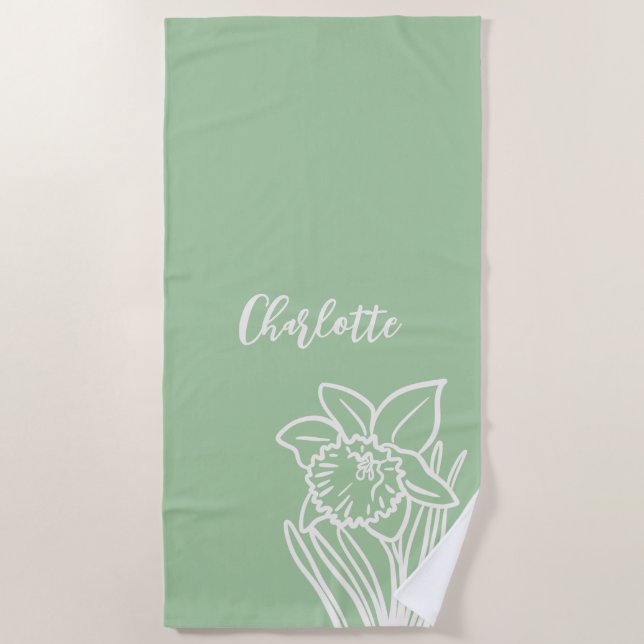 Spring Daffodil  Beach Towel (Front)