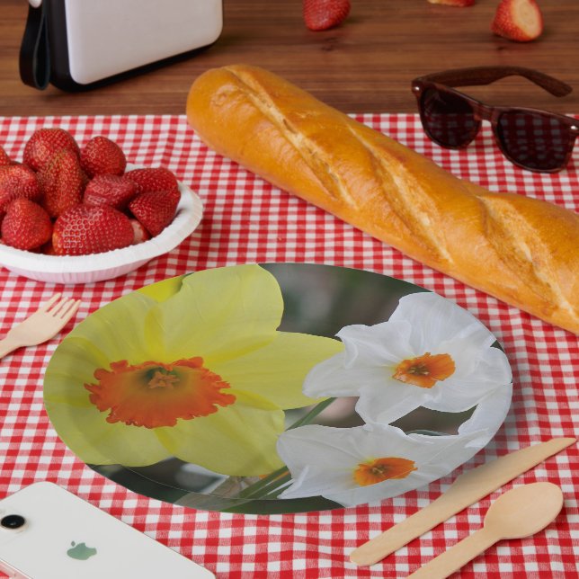 Spring Daffodil Blooms Floral Paper Plates (Picnic)