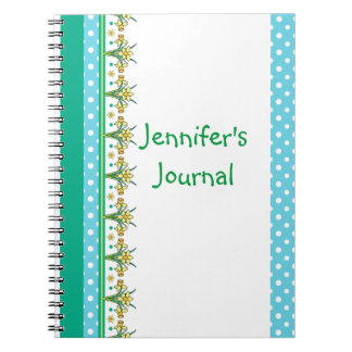 Spring Daffodil Border and Polka Dots Notebook