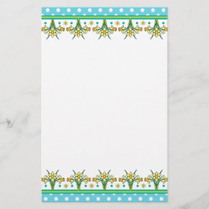 Spring Daffodil Border and Polka Dots Stationery