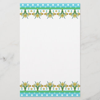 Spring Daffodil Border and Polka Dots Stationery