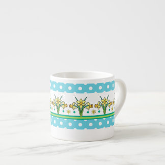 Spring Daffodil Border, Polka Dots Espresso Mug