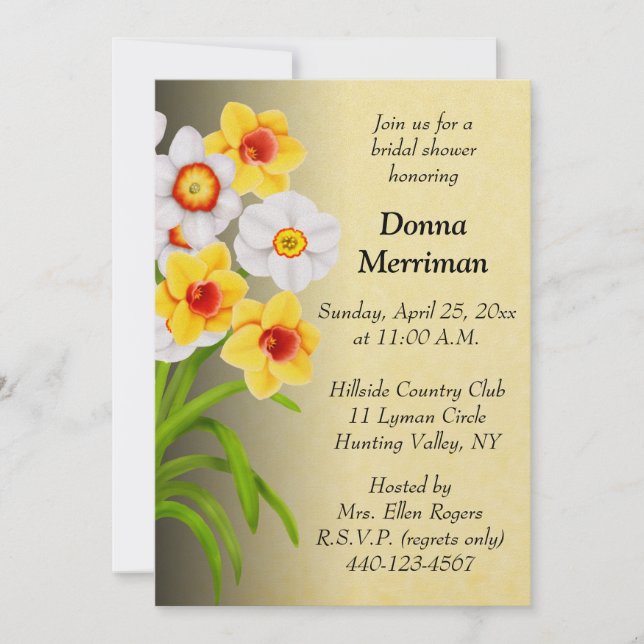 Spring Daffodil Bouquet Bridal Shower Invitation (Front)