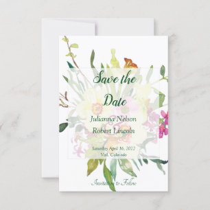Spring daffodil bouquet save the date invitation