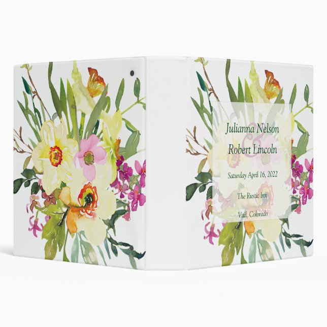Spring daffodil bouquet wedding   3 ring binder (Background)