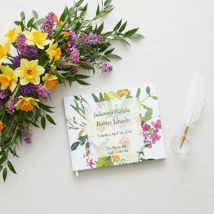 Spring daffodil bouquet wedding guest book