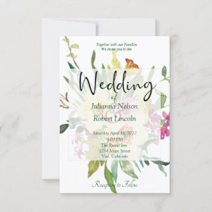 Spring daffodil bouquet wedding invitation