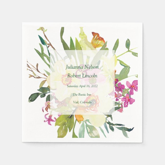 Spring daffodil bouquet wedding  napkins (Front)