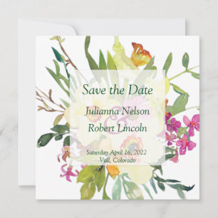 Spring daffodil bouquet wedding  save the date