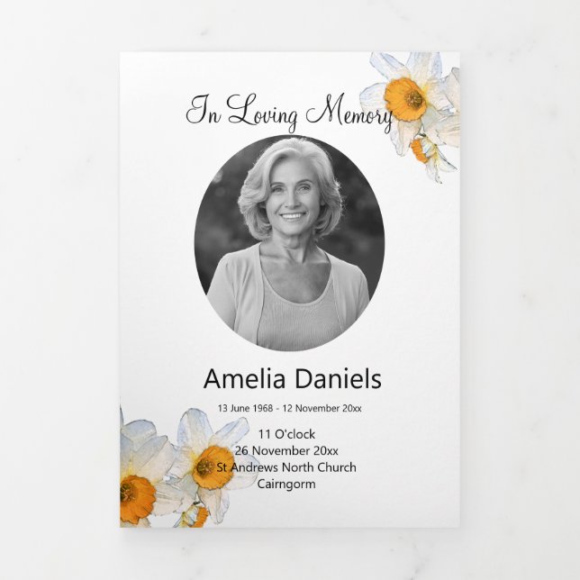Spring Daffodil Celebration of life Program (Cover)
