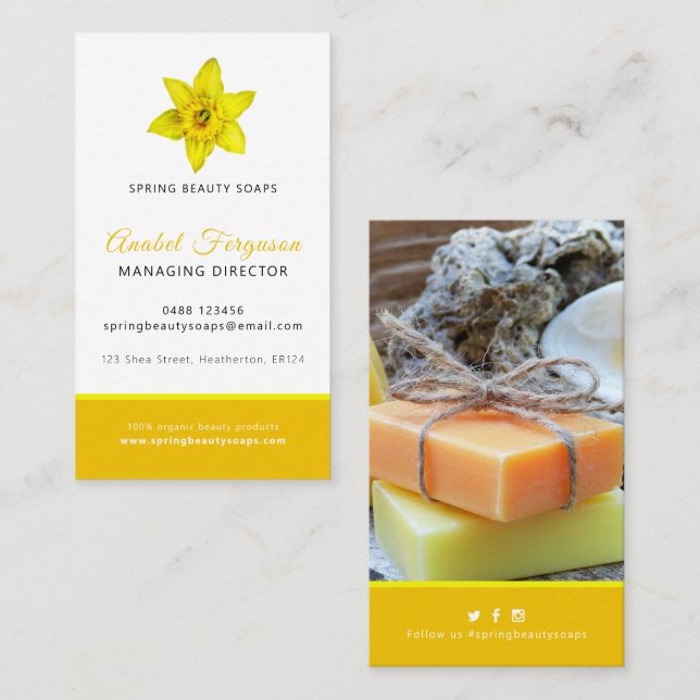 Spring daffodil company photo custom business card (Front/Back)