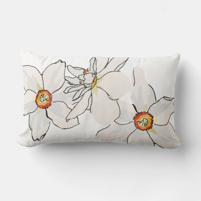 Spring Daffodil Flower Pattern Lumbar Pillow (Front)