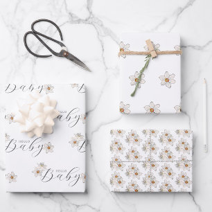 Spring Daffodil Flowers Baby Shower Wrapping Paper Sheets