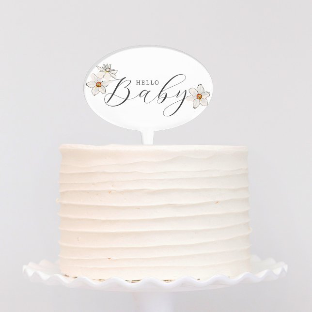 Spring Daffodil Hello Baby  Cake Topper (Creator Uploaded)