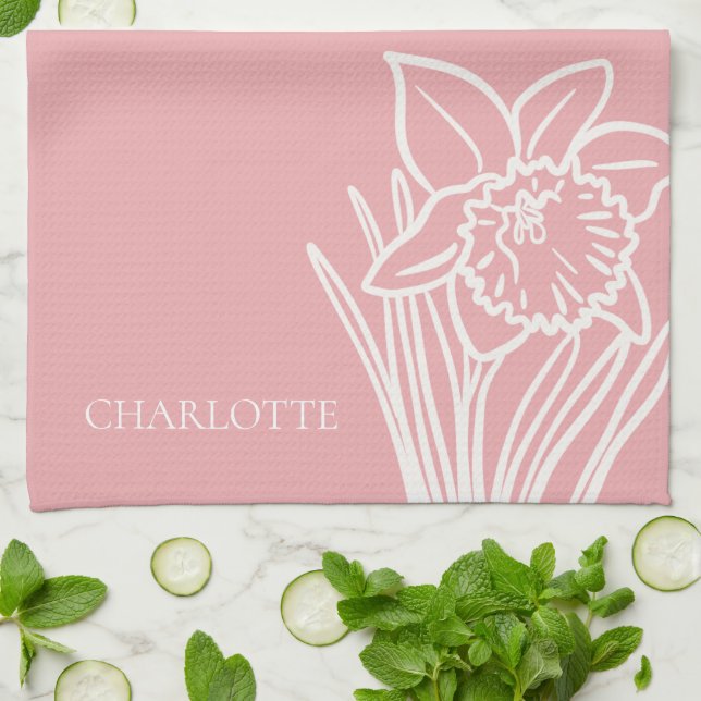 Spring Daffodil  Kitchen Towel (Folded)