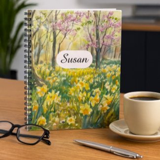 Spring Daffodil Meadow Watercolor Notebook