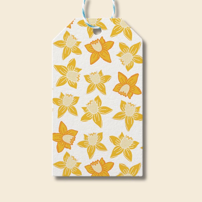 Spring Daffodil Pattern Gift Tags (Daffodil spring floral gift tag)