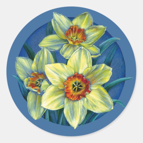 Spring daffodil yellow art painted flower sticker