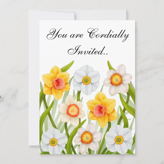Spring Daffodils Birthday Party Invitation (Front)
