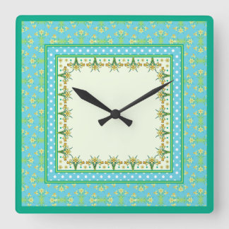 Spring Daffodils Border and Polka Dots Wall Clock