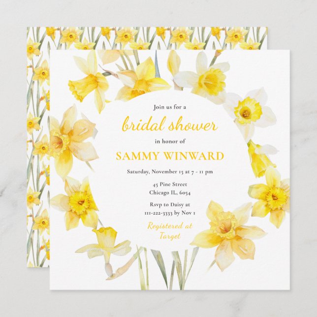 Spring Daffodils Bridal Shower Invitation (Front/Back)