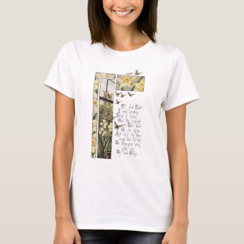 Spring Daffodils  Butterflies Vintage Easter T_Shirt