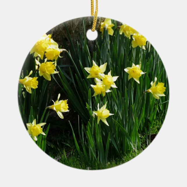 Spring Daffodils Ceramic Ornament (Front)