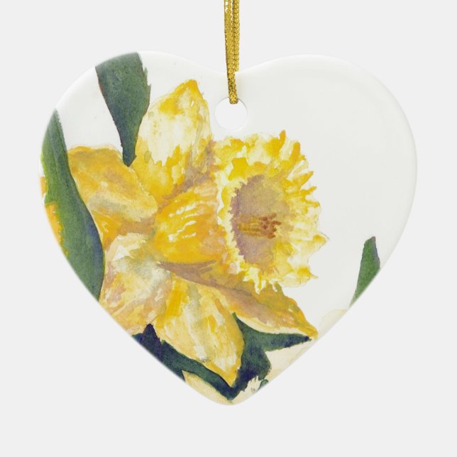 Spring Daffodils Ceramic Ornament (Front)