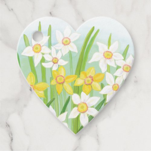 Spring Daffodils  Heart shaped Favor Tags