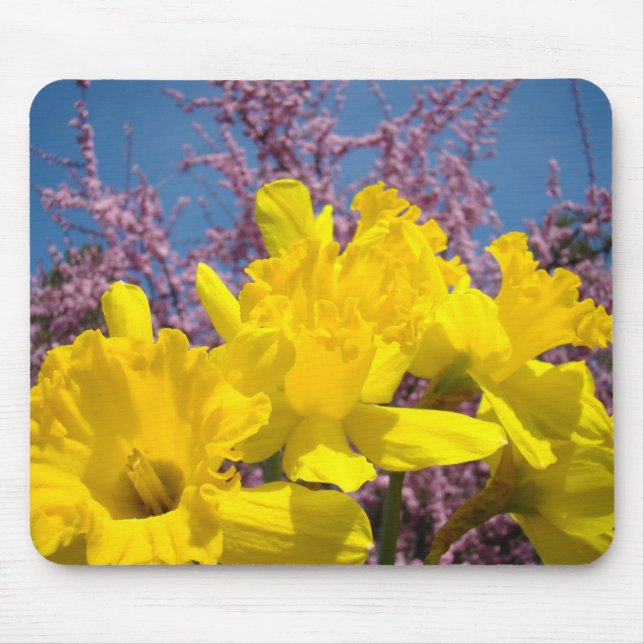 Spring Daffodils mousepad Floral Pink Blossoms (Front)