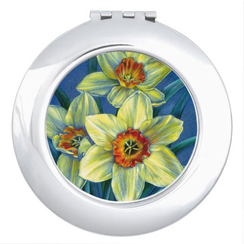 Spring daffodils painting mirror compact