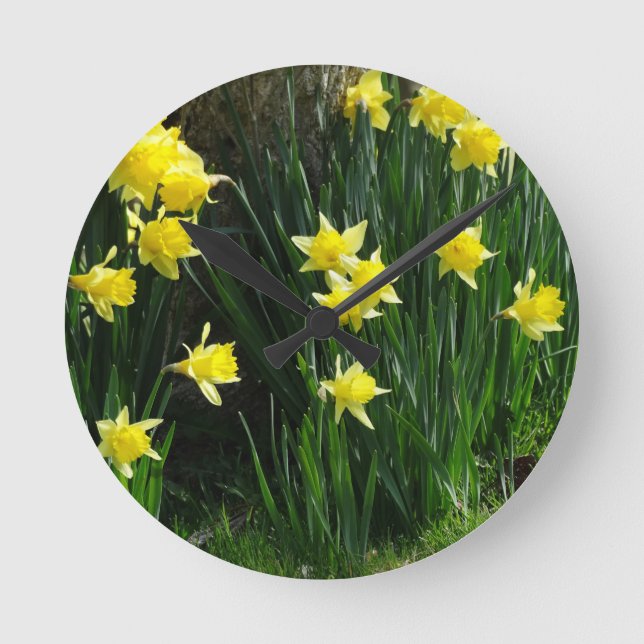 Spring Daffodils Round Clock (Front)