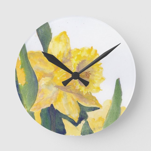 Spring Daffodils Round Clock (Front)