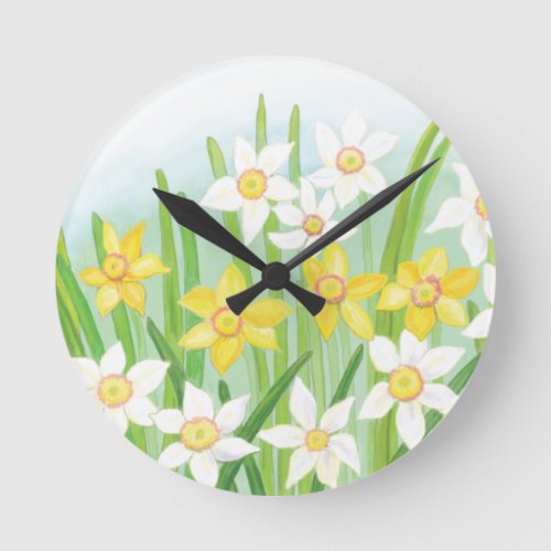Spring Daffodils  Round Clock