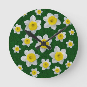 Spring Daffodils Round Clock
