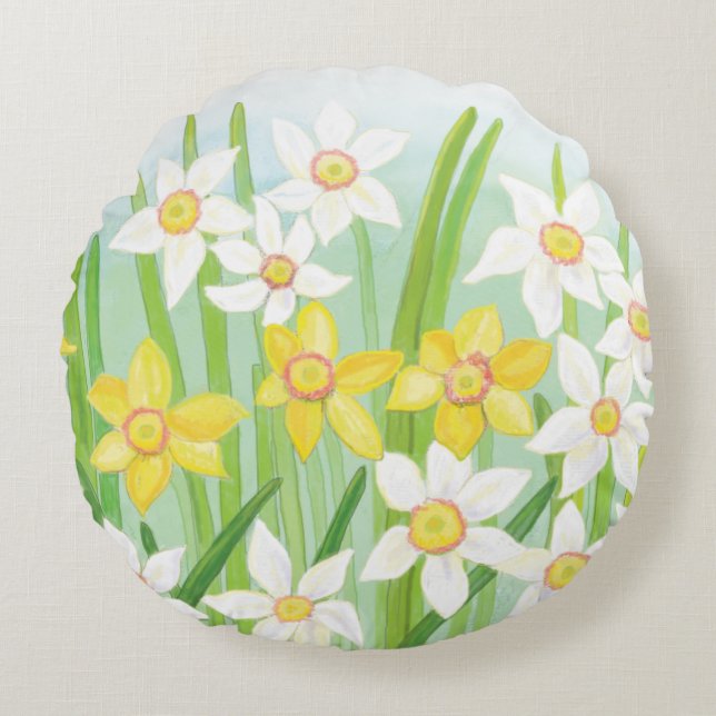 Spring Daffodils  Round Pillow (Front)