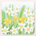 Spring Daffodils  Square Paper Coaster<br><div class="desc">Daffodils are one of the signs of spring and one of the most reliable spring-flowering bulbs. Book illustration for children's Book 'The heralds of spring' (Written and illustrated by Julia Doria. Daffodils are a great indicator that winter is over. It represents the coming of spring. Daffodil flowers are symbols of...</div>
