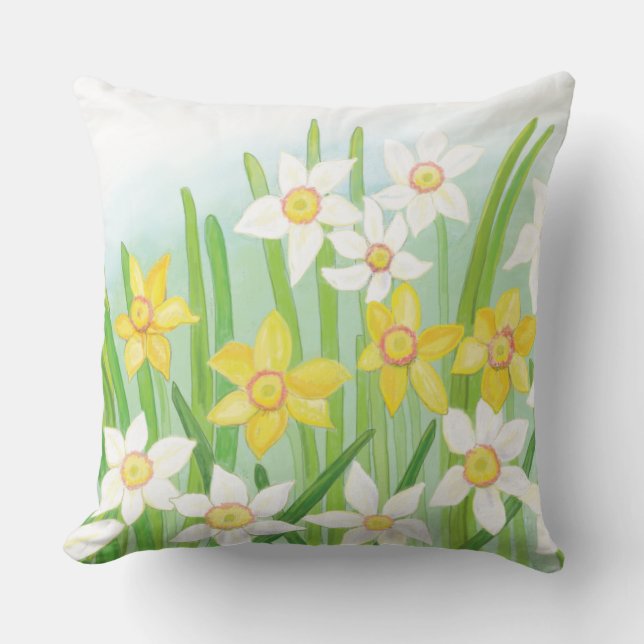 Spring Daffodils  Throw Pillow (Front)