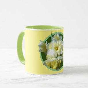 Spring Daffodils White Yellow Narcissus Flowers Mug