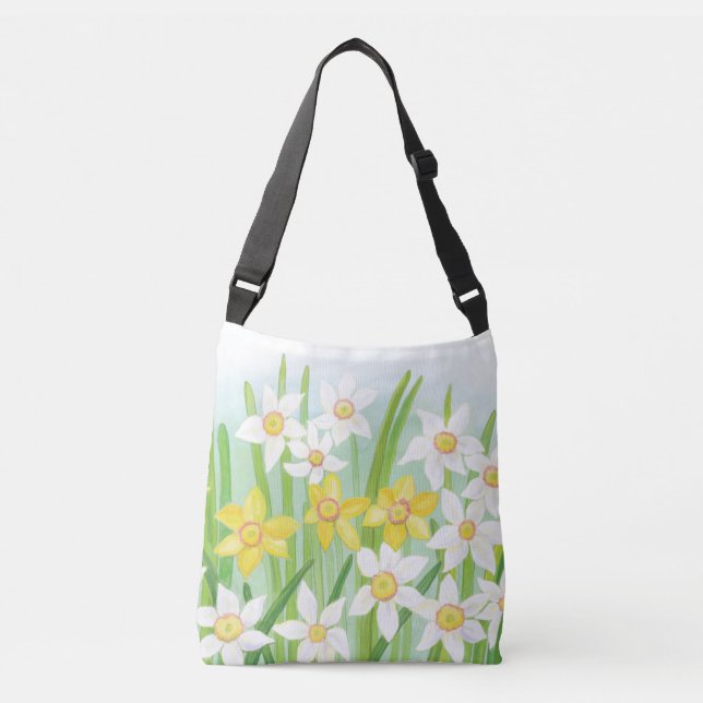 Spring Daffodils Yellow and White  Crossbody Bag (Front)