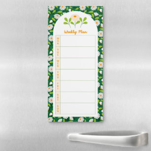 Spring Daisies and Vine Monday Weekly Planner Magnetic Notepad
