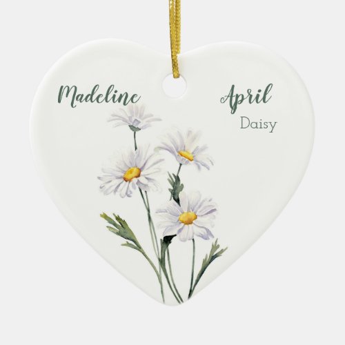 Spring Daisies April Birth Month Flower for Baby Ceramic Ornament
