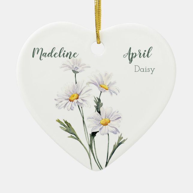 Spring Daisies April Birth Month Flower for Baby Ceramic Ornament (Front)