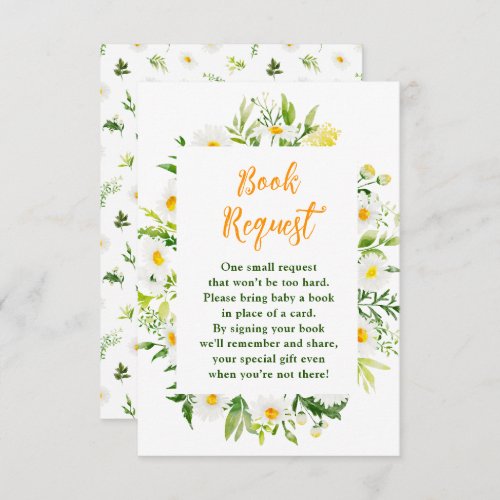 Spring Daisies Floral Baby Shower Book Request Enclosure Card